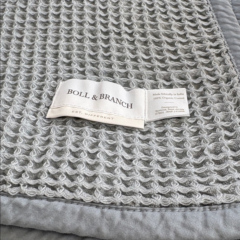 NEW Boll & Branch Signature Textured Stitch Quilt in Bluestone $549